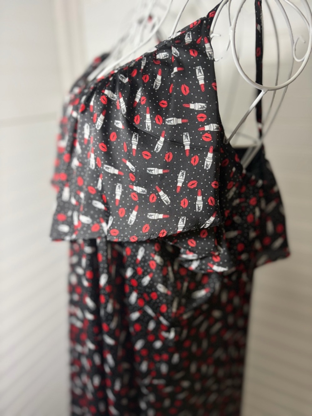 Charlotte Russe Black Sundress with Red Lip & Lipstick Print